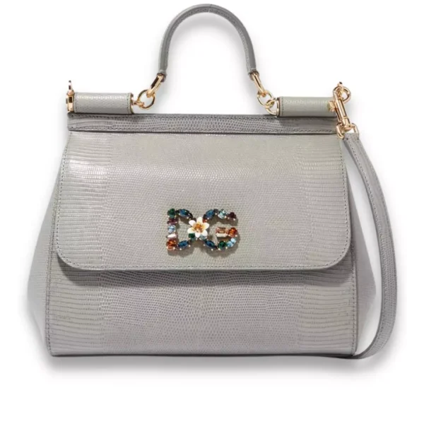 Dolce & Gabbana Grey Crystal Sicily Bag