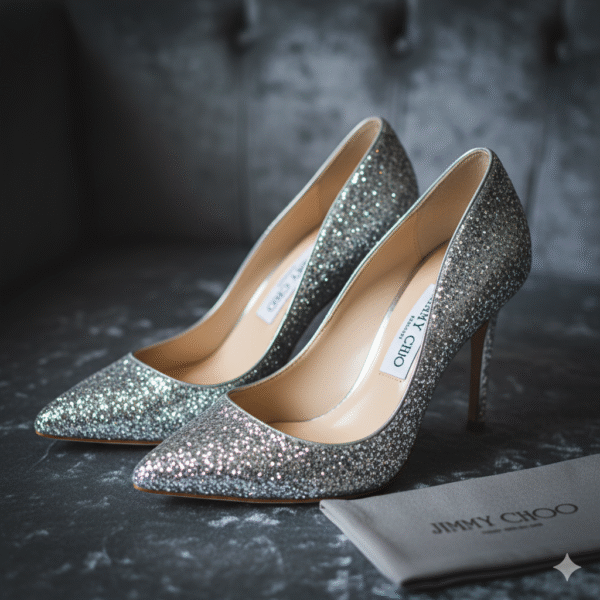 Jimmy Choo Silver Glitter Pumps – Women’s (Size 39)
